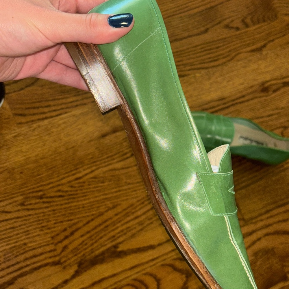 Vintage Green Leather Loafers - Picture 3 of 3